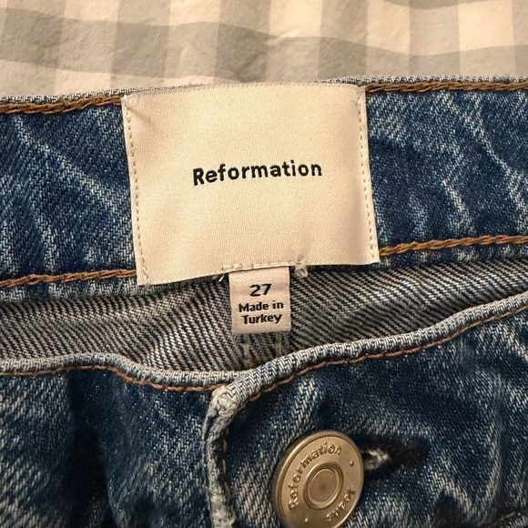 NWT: Reformation Arleth Mid Rose Straight Leg Cropped Jeans - Picture 5 of 5